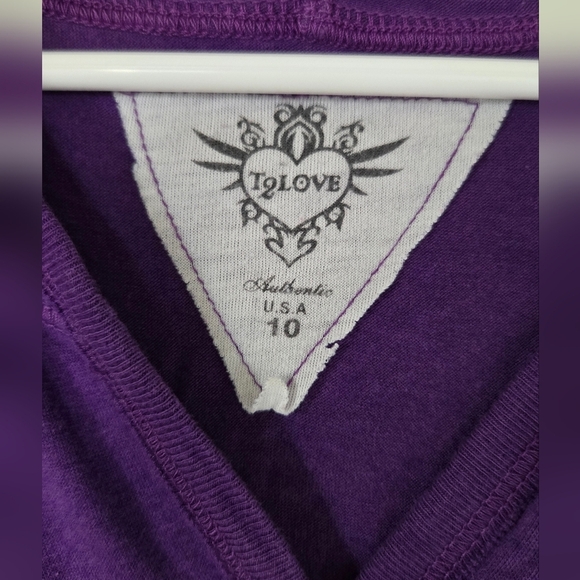 Hooded Purple Girls Shirt T2Love Size 10 - Picture 3 of 6